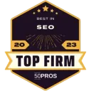 50Pros Best in SEO 2023 award badge