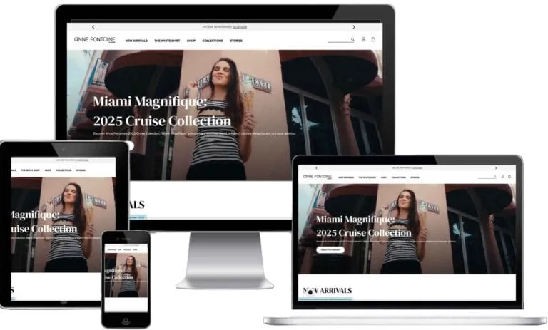 Anne Fontaine website on desktop, laptop, tablet, and phone