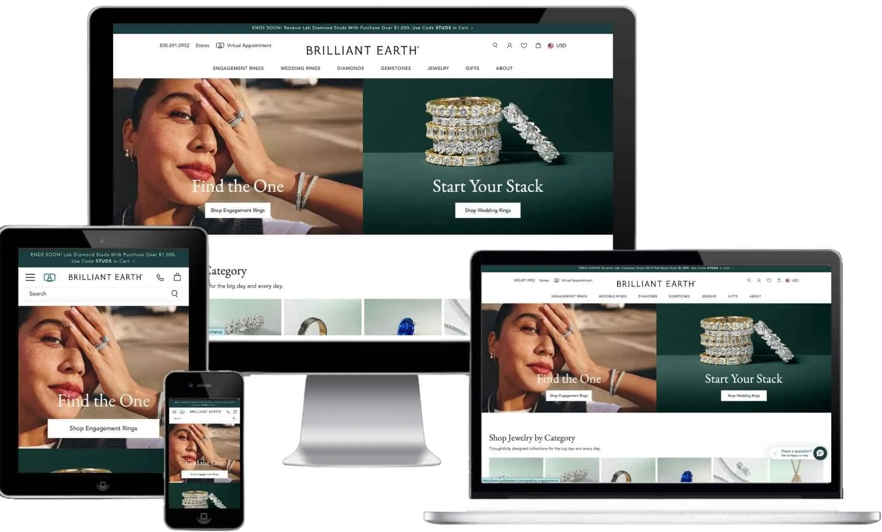 Brilliant Earth jewelry ecommerce web design case study