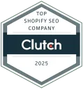 Clutch Top Shopify SEO Company 2025 award badge