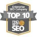 FindBestSEO Top 10 Enterprise SEO Company 2023 award badge