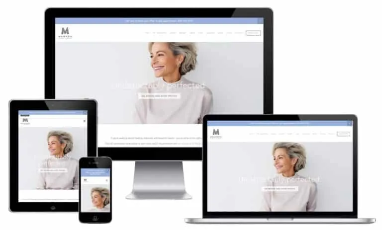 Majewski Plastic Surgery website on desktop, laptop, tablet, and phone