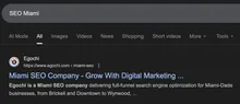 Egochi ranking number 1 in Google Search