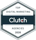 Clutch Top Digital Marketing Agencies 2026 award badge