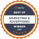 UpCity Best of Marketing and Advertising 2021 award badge