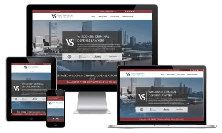 Van Severen Law Office website on desktop, laptop, tablet, and phone