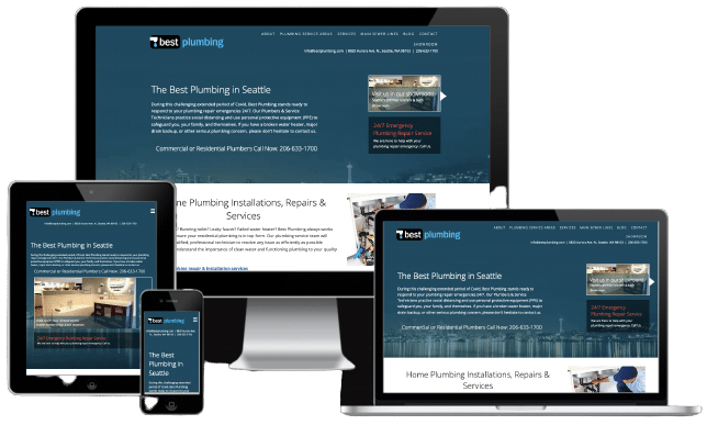 plumbing website view on all devices to show responsive web design work